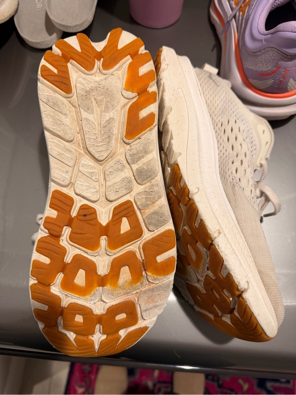 Hoka One One Women's Cream / Off-White Athletic Shoes - Picture 5 of 8